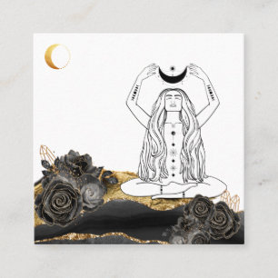 *~* Meditationsmond Luna Rose Göttin Yoga Boho Quadratische Visitenkarte