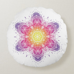 Meditationspilze Mandala Metatron Rundes Kissen