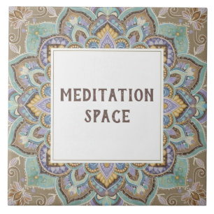 Meditationsraum-Schild mit Mandala Fliese