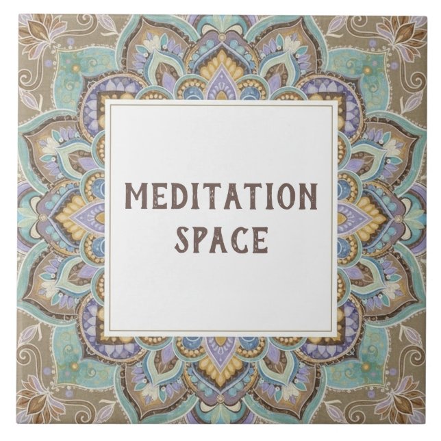 Meditationsraum-Schild mit Mandala Fliese (Vorderseite)
