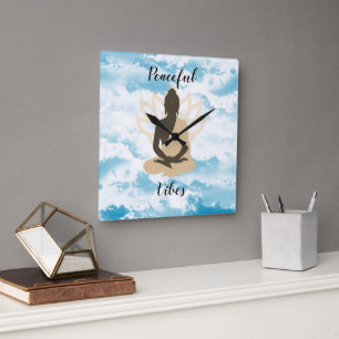 Meditative Buddha  Quadratische Wanduhr