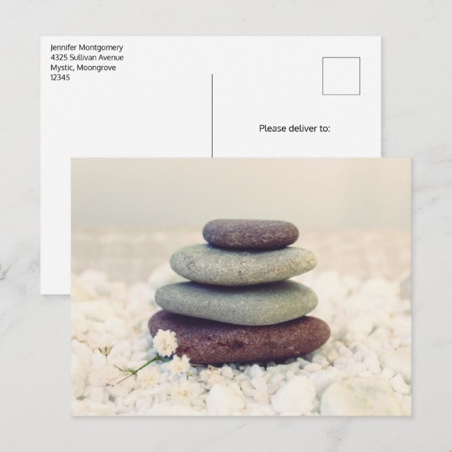 Meditative Cairn für Gesteinsteine Postkarte (Vorne/Hinten)