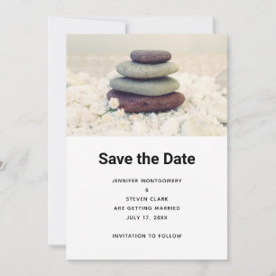 Meditative Cairn-Hochzeit für gestapelte Steine Save The Date