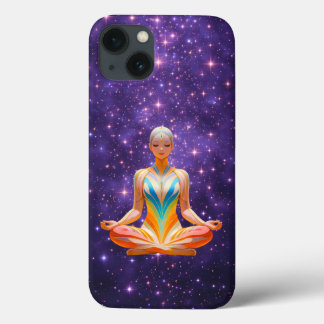 Meditative Frau und Sternenhimmel lila Case-Mate iPhone Hülle