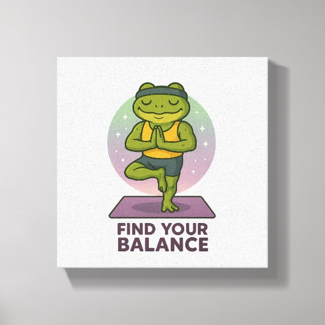 Meditative Froschkunst - Finden Sie Ihr Balance-Po Leinwanddruck (Vorderseite)