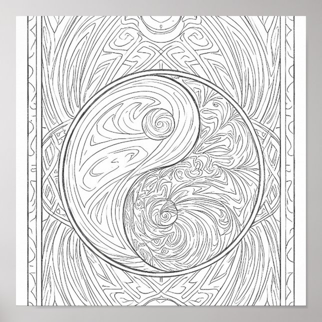 Meditative Musterkunst: Heilige Geometrie Yin Yang Poster (Vorne)