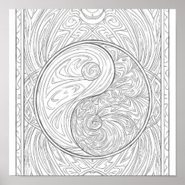 Meditative Pattern Art: Sacred Geometry Yin Yang Poster