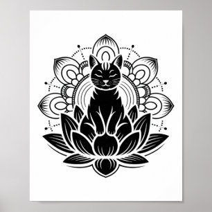 Meditatives Katze Lotusblume Yoga Spiritualität Te Poster