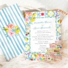 Mediterrane Amalfi Italienische Kacheln Hochzeit Einladung