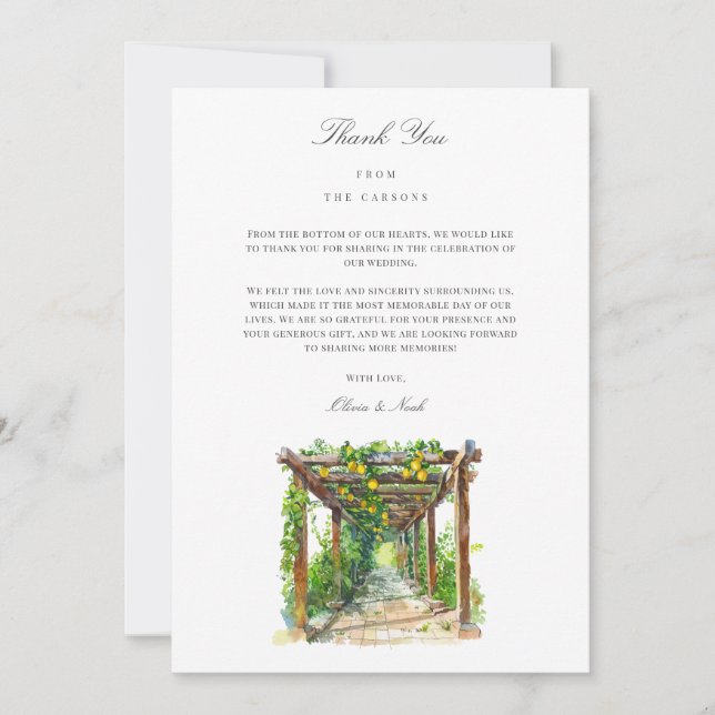 Mediterrane Aquarellfarbe Danke Karte (Vorderseite)