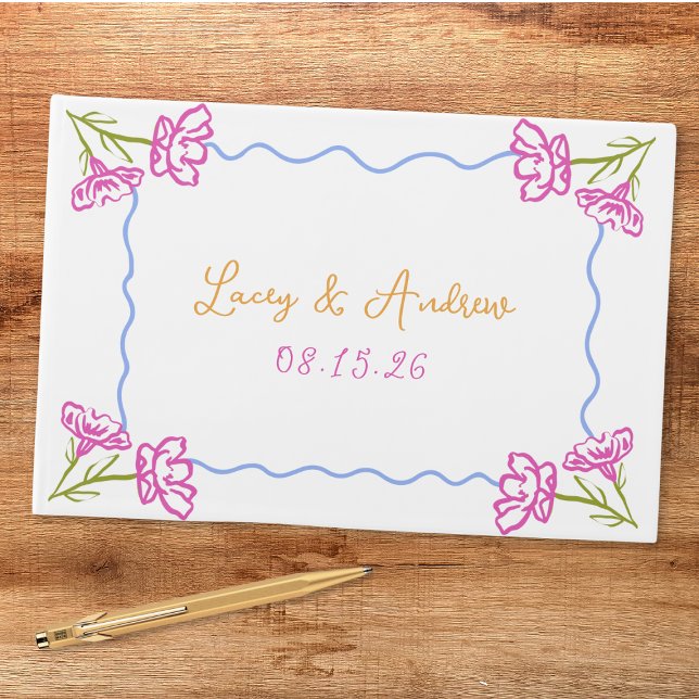 Mediterrane Bougainvillea Italienische Blumenhochz Gästebuch (A keepsake to cherish! Personalize this Amalfi Coast-inspired guest book for your special day.)