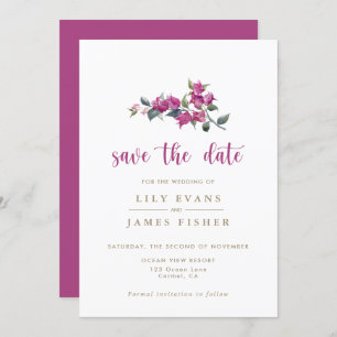 Mediterrane Bougainvillea Pink Save the Date Inv Einladung