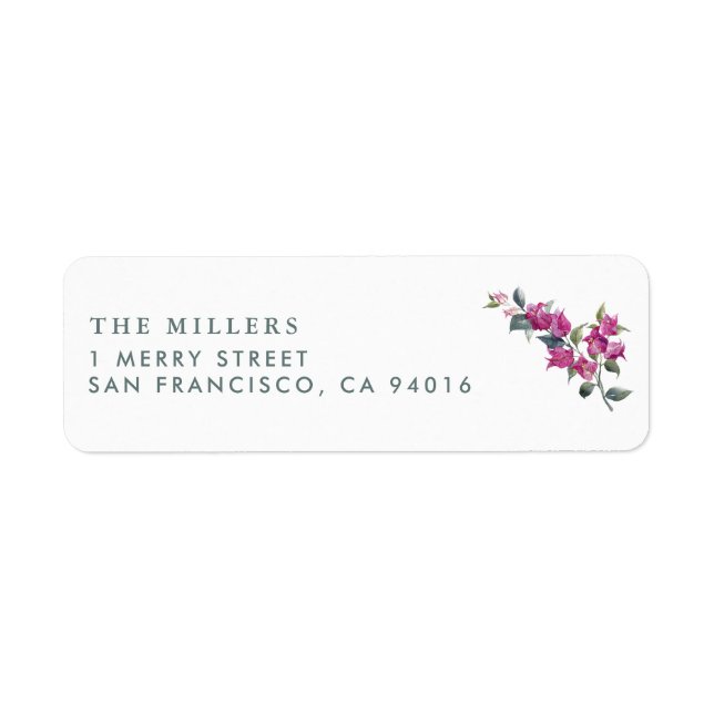 Mediterrane Bougainvillea Wedding Address Labels (Vorne)