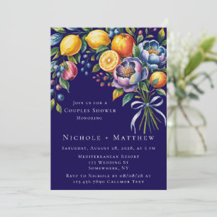 Mediterrane Citrus Bouquet Paare Dusche Einladung