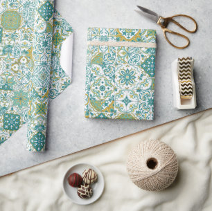 mediterrane Farbtöne/ Azulejo-Fliesen Geschenkpapier