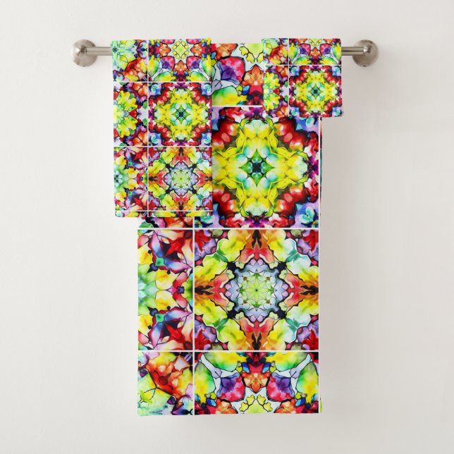 mediterrane Fliesen, alkoholfarbene Fliesen, Majol Badhandtuch Set (Insitu)