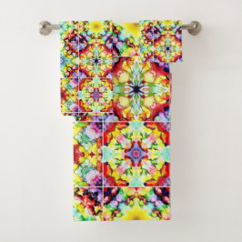 mediterrane Fliesen, alkoholfarbene Fliesen, Majol Badhandtuch Set