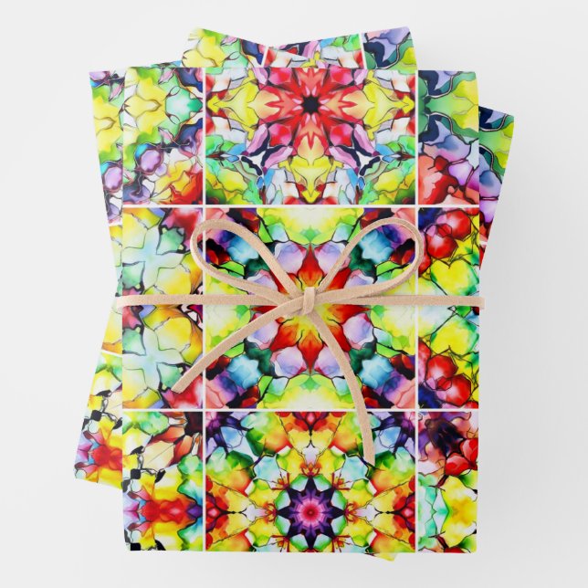 mediterrane Fliesen, alkoholfarbene Fliesen, Majol Geschenkpapier Set (Beispiel)