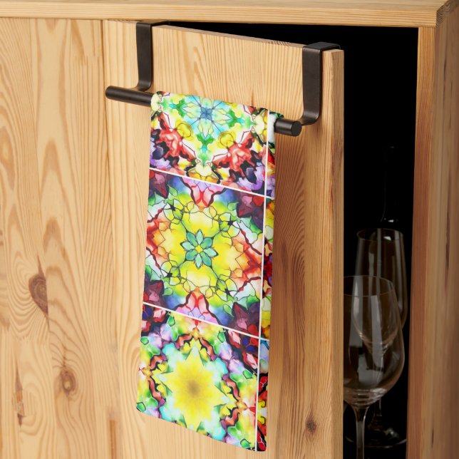 mediterrane Fliesen, alkoholfarbene Fliesen, Majol Geschirrtuch (Drittel gefaltet)