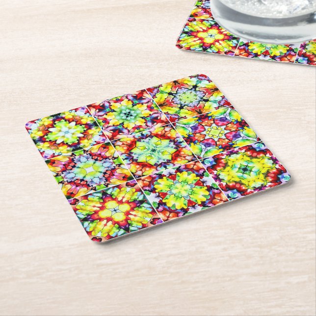 mediterrane Fliesen, alkoholfarbene Fliesen, Majol Rechteckiger Pappuntersetzer (angewinkelt)