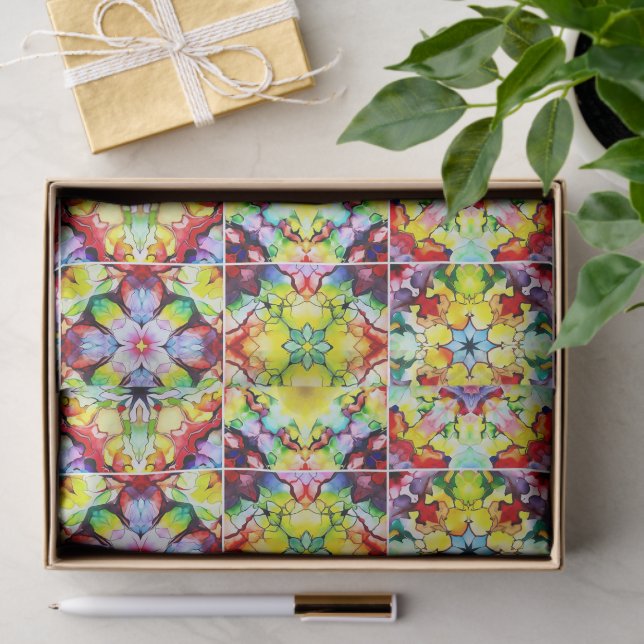 mediterrane Fliesen, alkoholfarbene Fliesen, Majol Seidenpapier (Geschenk)