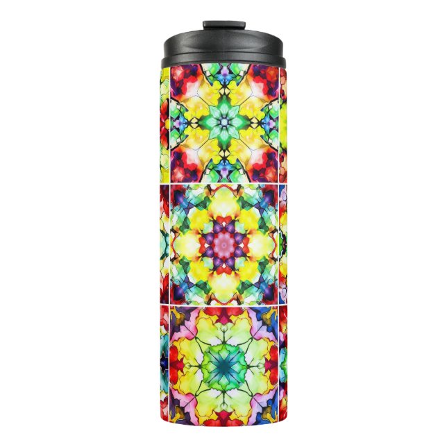 mediterrane Fliesen, alkoholfarbene Fliesen, Majol Thermosbecher (Vorderseite)