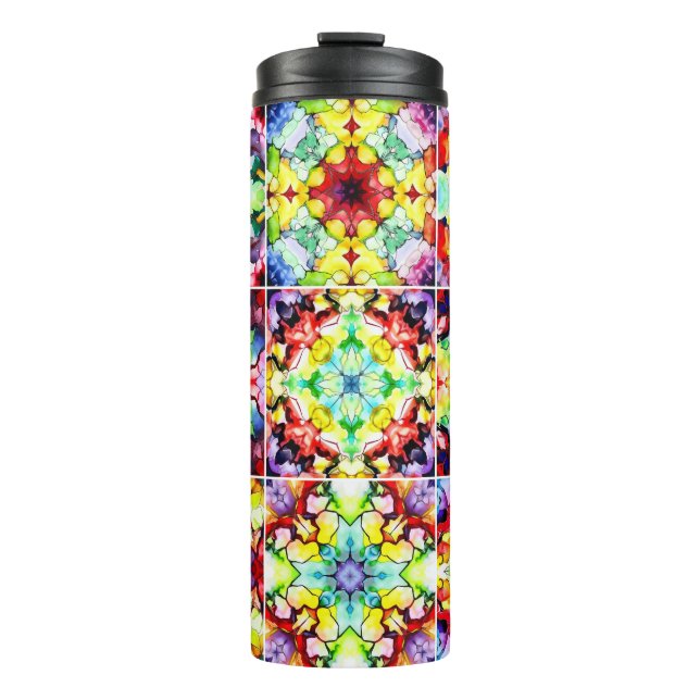 mediterrane Fliesen, alkoholfarbene Fliesen, Majol Thermosbecher (Vorderseite)