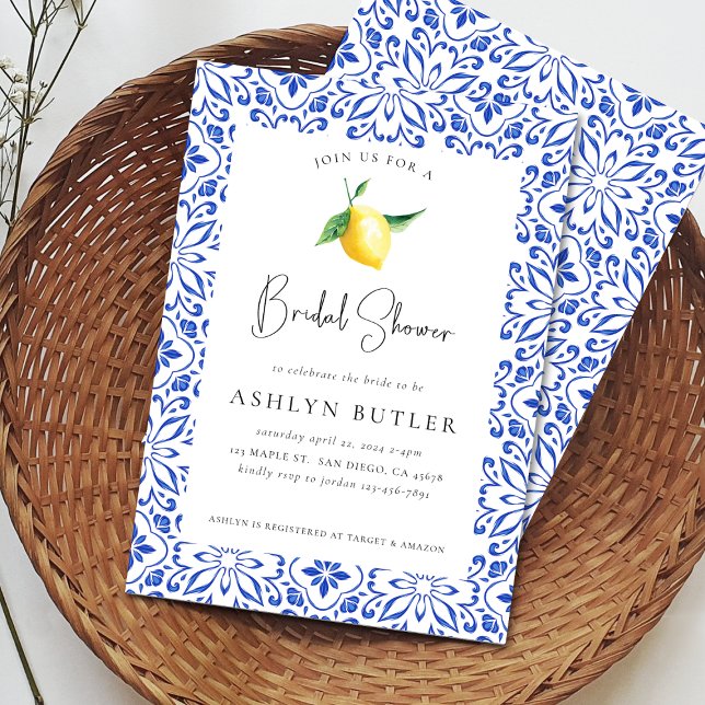 Mediterrane Fliesen Lemon Bridal Dusche Einladung (Von Creator hochgeladen)