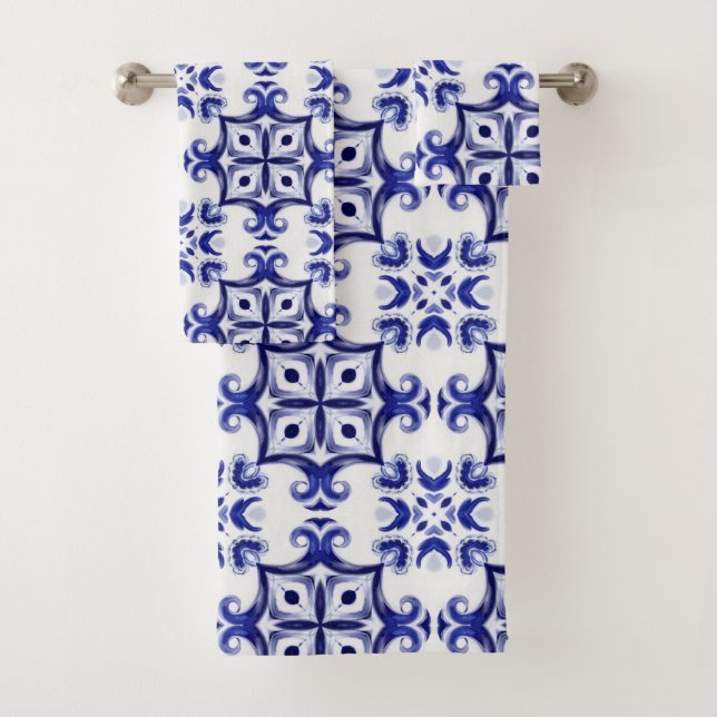 mediterrane Fliesen, Majolika, sizilianisch, Badhandtuch Set (Insitu)