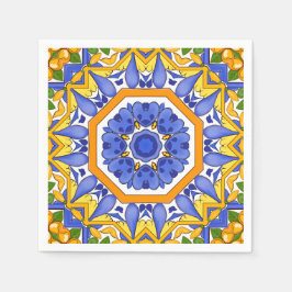 mediterrane Fliesen, Majolika, sizilianisch, Serviette