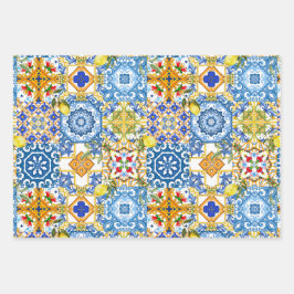 mediterrane Fliesen, Majolika, sizilianischer Stil Geschenkpapier Set