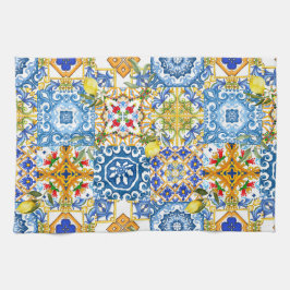 mediterrane Fliesen, Majolika, sizilianischer Stil Geschirrtuch