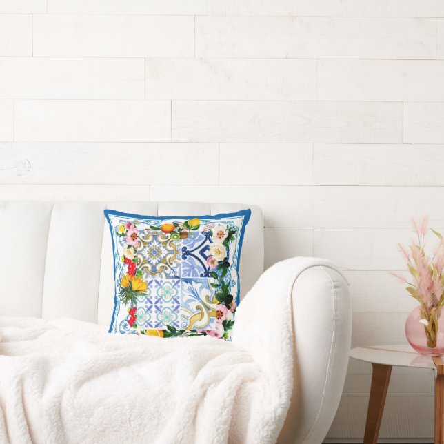 mediterrane Fliesen, Majolika, sizilianischer Stil Kissen (Liege)