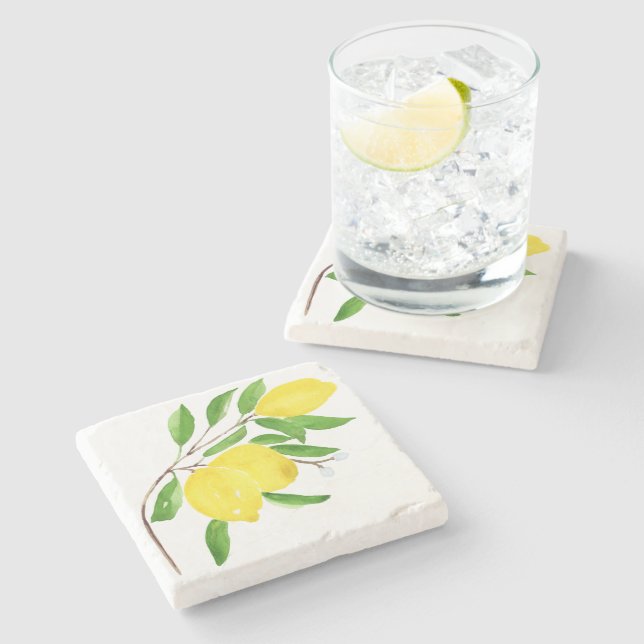 mediterrane Fliesen, Majolika, sizilianischer Stil Steinuntersetzer (Seitenansicht)