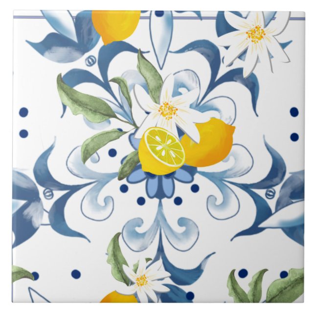 mediterrane Fliesen, sizilianische Fliesen, Majoli Fliese (Vorderseite)