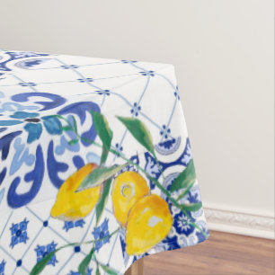 mediterrane Fliesen, Zitronen, Majolikaflaken Tischdecke