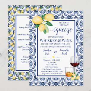 Mediterrane Hauptpresse Whiskey & Wine Dusche Einladung