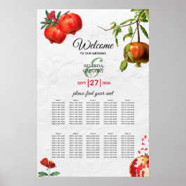 Mediterrane Hochzeitssattelkarte für Granatapfel Poster