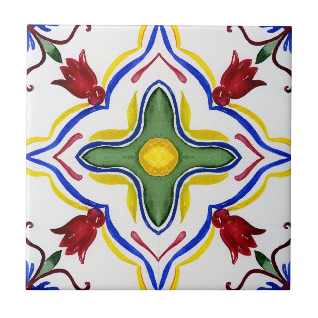 mediterrane Kacheln, Majolika, sizilianischer Stil Fliese (Vorderseite)