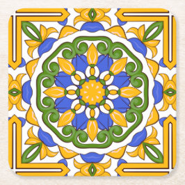 Mediterrane Kacheln, Majolika, Sizilien, Keramik T Rechteckiger Pappuntersetzer