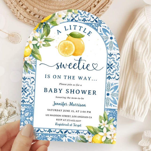 Mediterrane Lemon Baby Dusche Blue Tiles Arted Einladung (Von Creator hochgeladen)