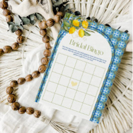 Mediterrane Lemon Brautparty Bingo Game Card Einladung