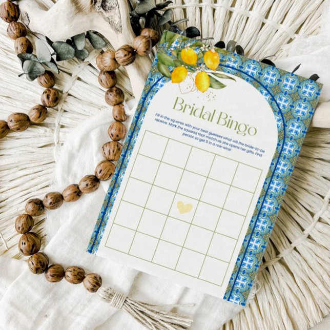 Mediterrane Lemon Brautparty Bingo Game Card Einladung (Von Creator hochgeladen)