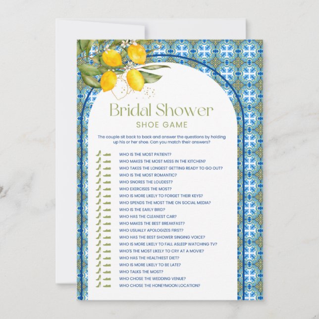 Mediterrane Lemon Brautparty Showkarte Einladung (Vorderseite)