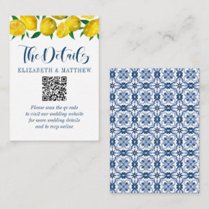 Mediterrane Lemon Hochzeit QR Code Hochzeit Begleitkarte