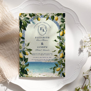 Mediterrane Lemon und Grüne Hochzeit Einladung