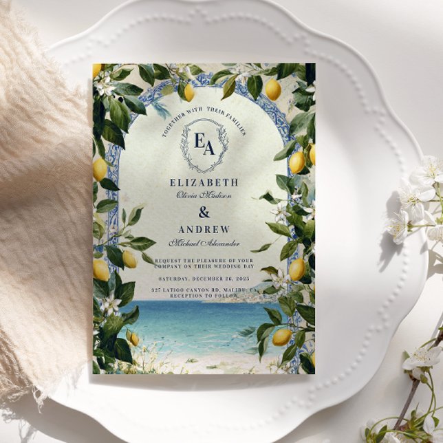 Mediterrane Lemon und Grüne Hochzeit Einladung (Von Creator hochgeladen)