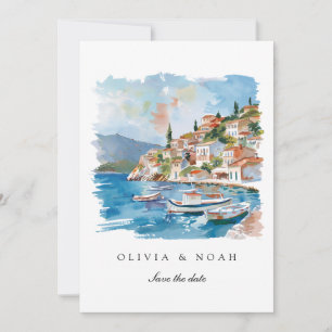 Mediterrane Limone Save the Date Hochzeitskarte Ankündigung