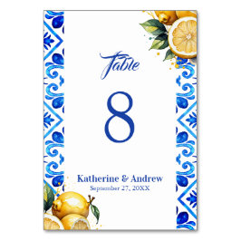 Mediterrane Tile Italia Lemon Wedding Tischnummer