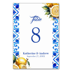 Mediterrane Tile Italia Lemon Wedding Tischnummer